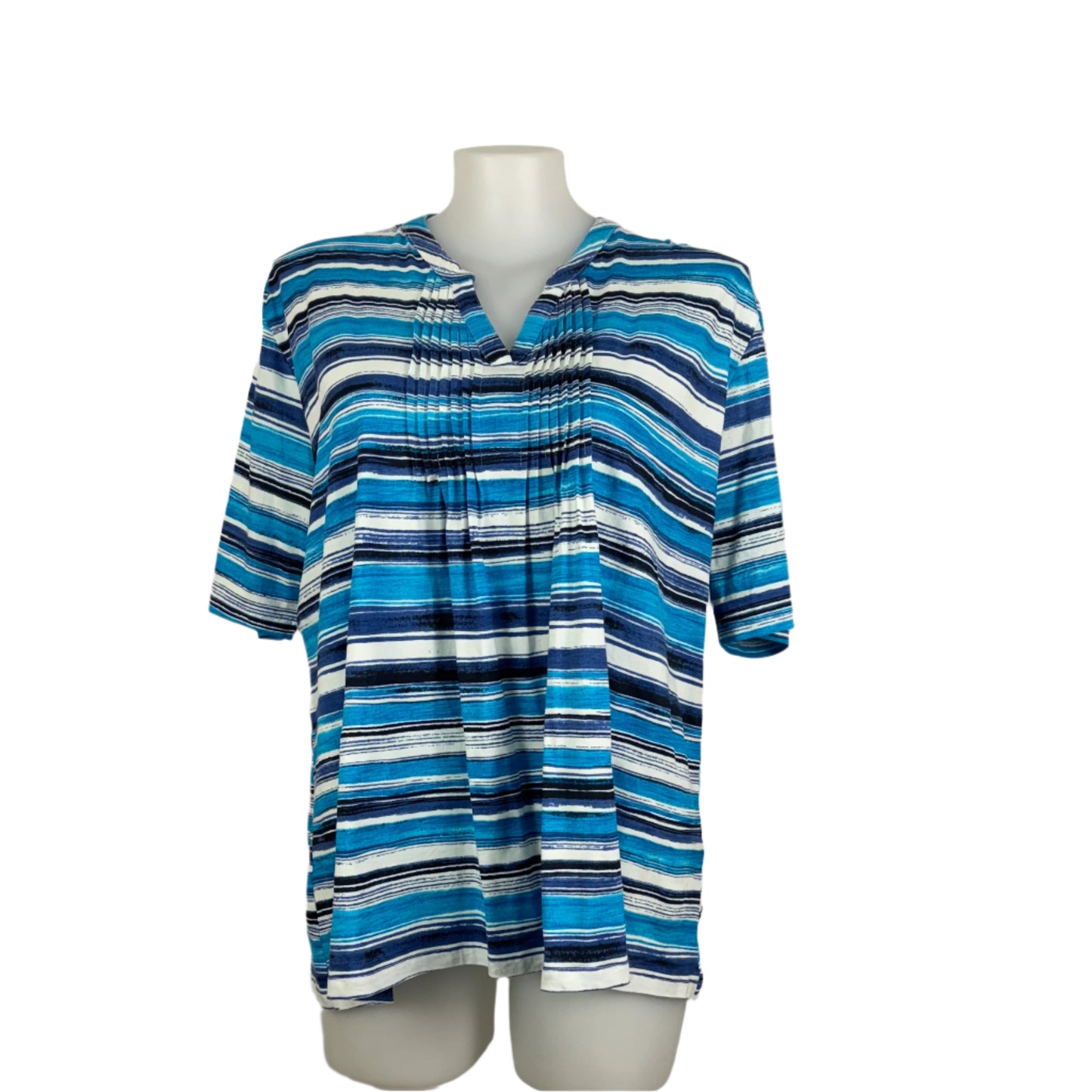 My Size Cotton Stretch Striped Pintuck Top Size 18