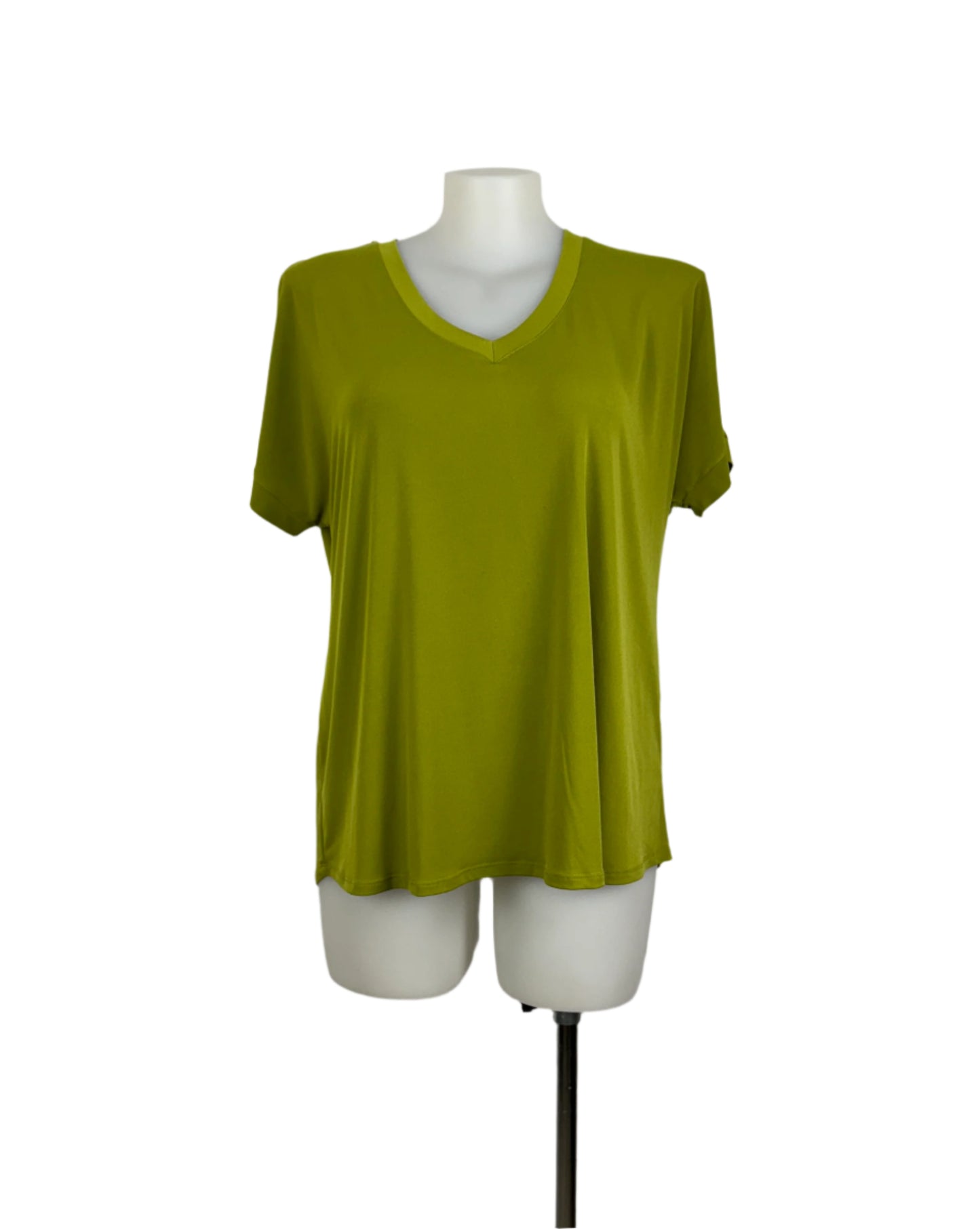 Taking Shape Essential Citrus Green Stretch V-Neck Top Size 18