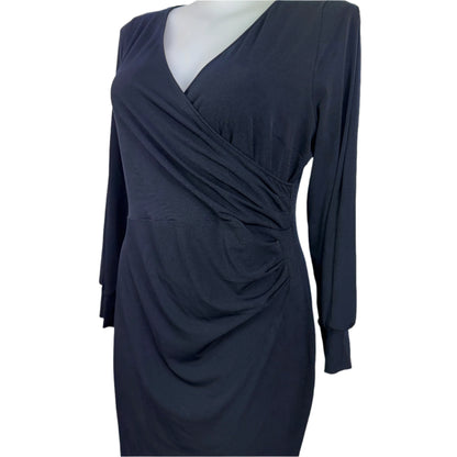 Jacqui-E Ink Crossover Gathered Stretch Dress Size 16