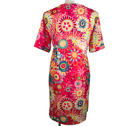 Shein Funky Retro Print Shift Dress Size 16