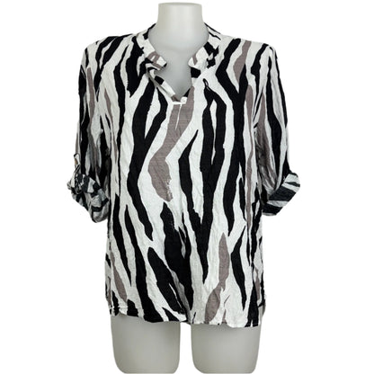Animal-Inspired Print Button-Up Top Size 18