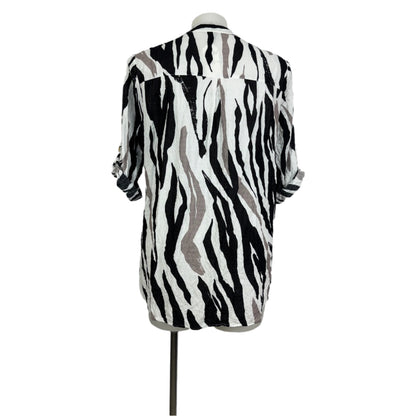 Animal-Inspired Print Button-Up Top Size 18
