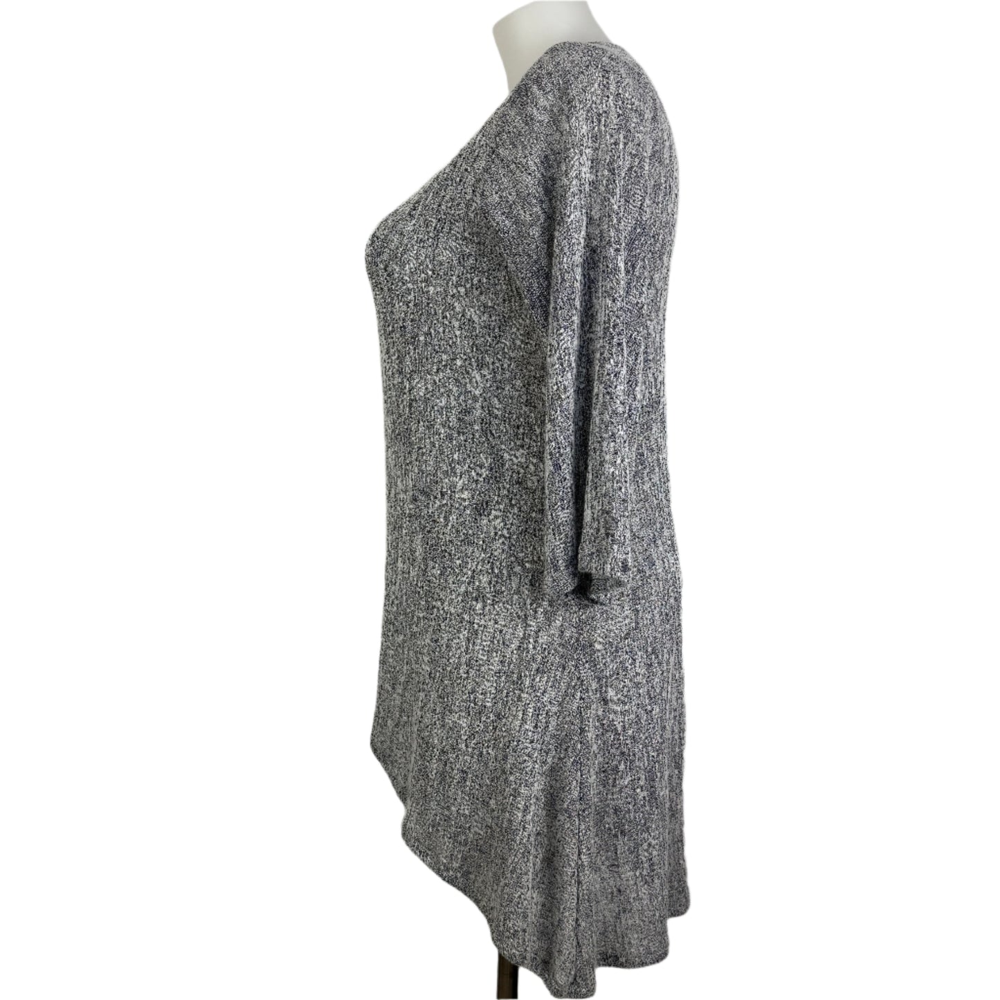 Long Sleeve Natural Knit Top with Diagonal Hemline