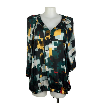 Basque Woman Contrast Print Satin Feel Top Size 22
