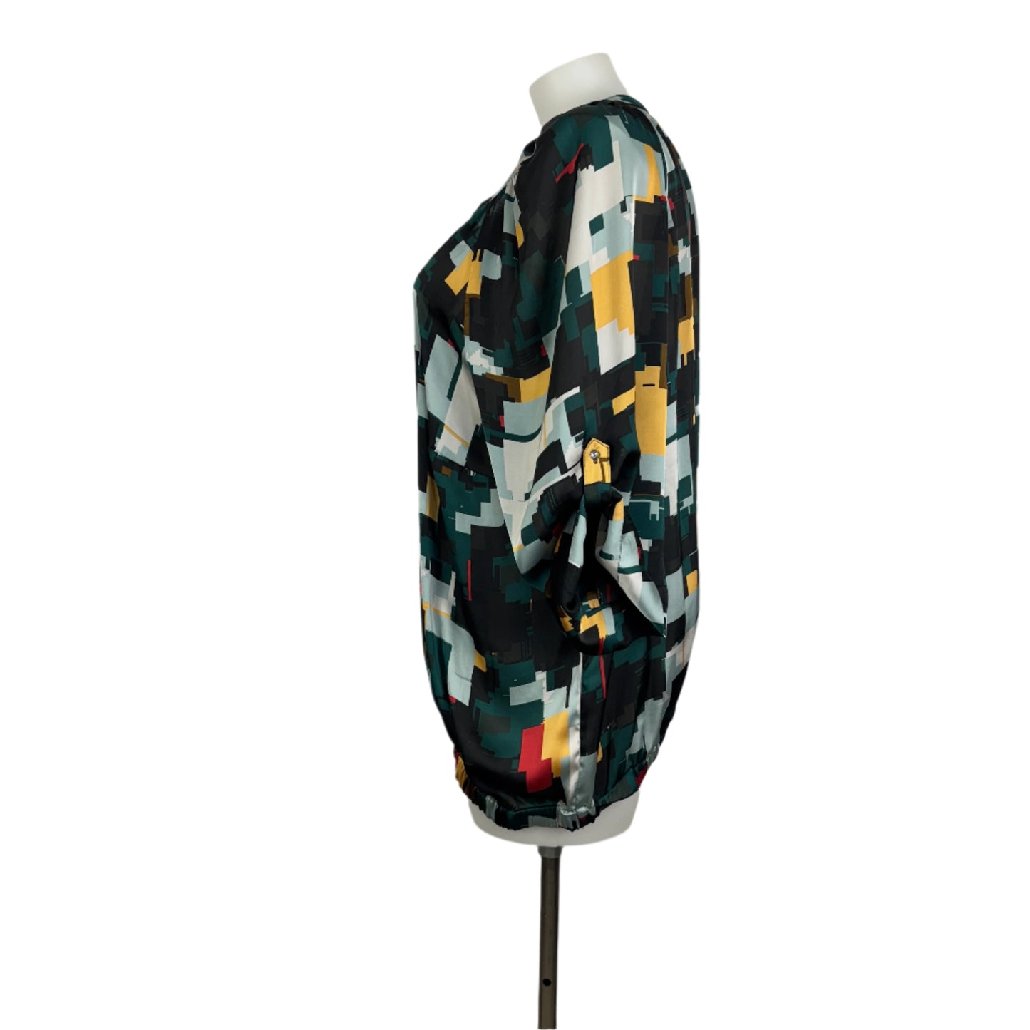 Basque Woman Contrast Print Satin Feel Top Size 22