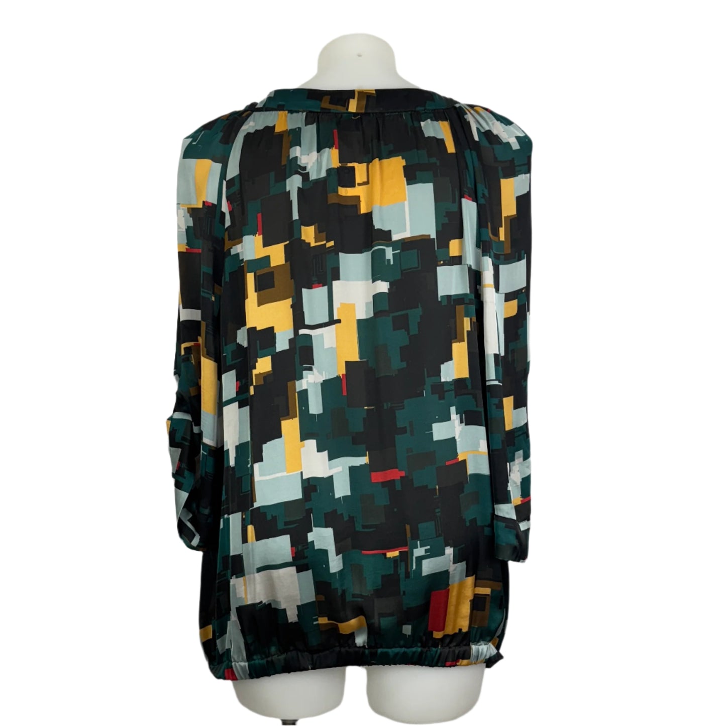 Basque Woman Contrast Print Satin Feel Top Size 22