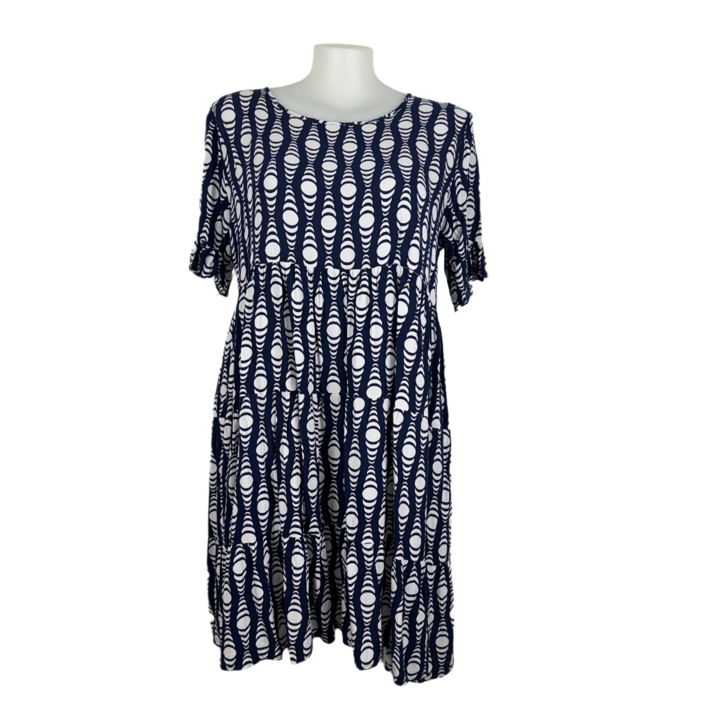 Blue/White Print Tier Dress Size 18
