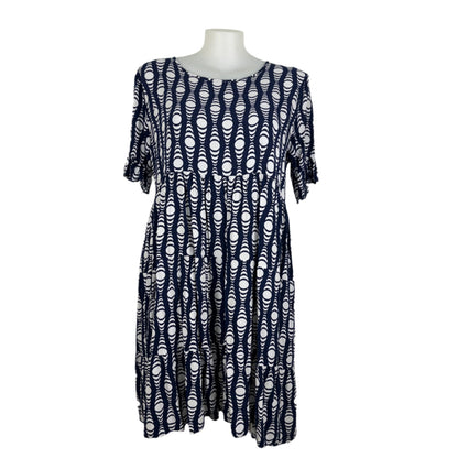 Blue/White Print Tier Dress Size 18