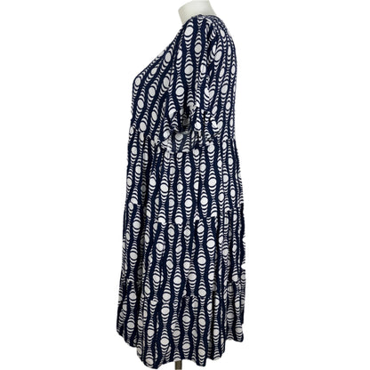 Blue/White Print Tier Dress Size 18