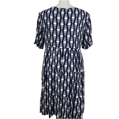 Blue/White Print Tier Dress Size 18