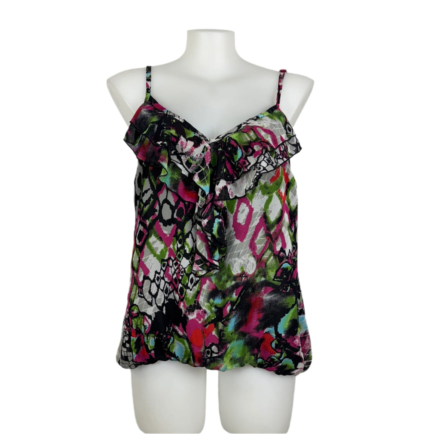 City Chic Ruffle Front Adjustable Spaghetti Strap Lined Top Size 18
