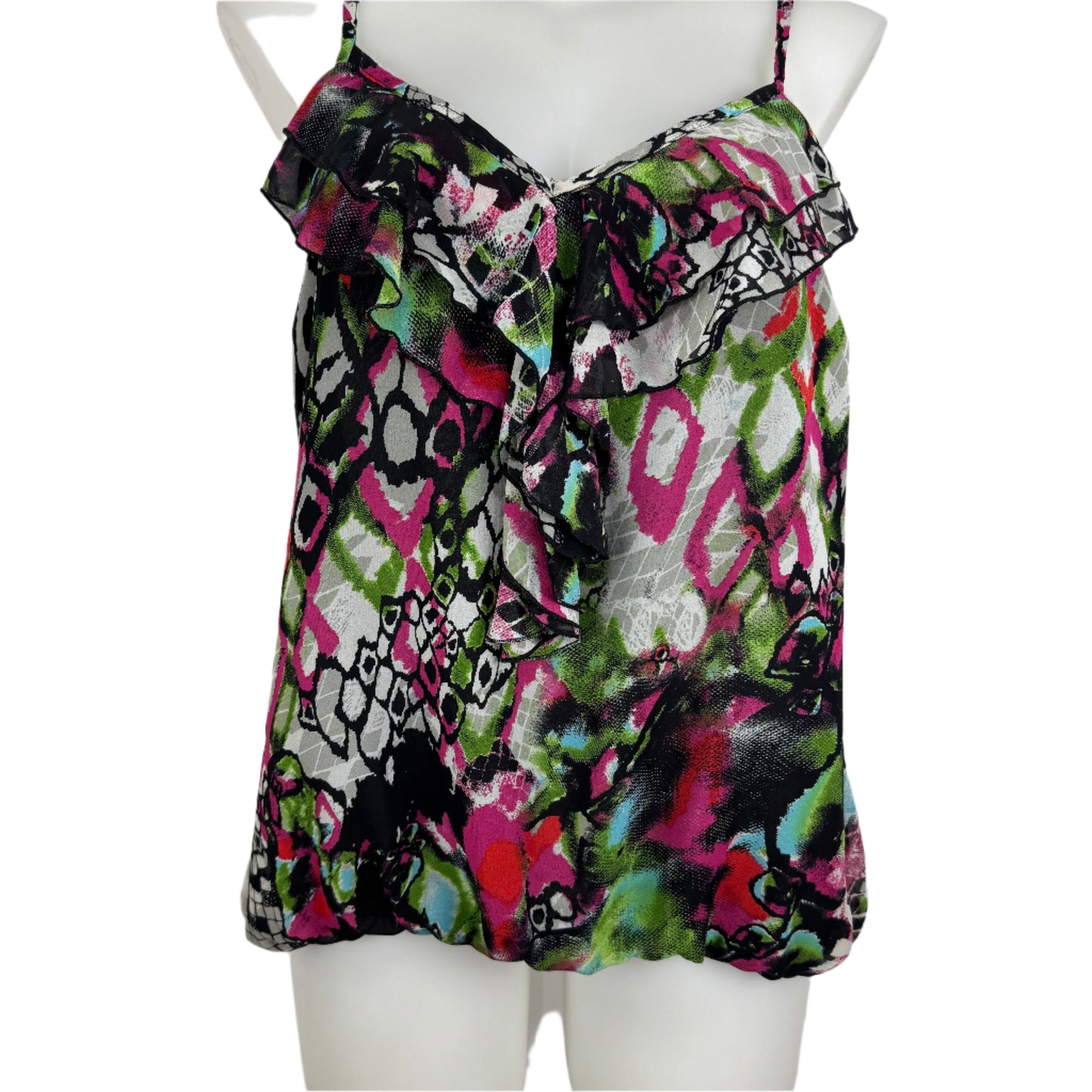 City Chic Ruffle Front Adjustable Spaghetti Strap Lined Top Size 18