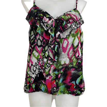 City Chic Ruffle Front Adjustable Spaghetti Strap Lined Top Size 18