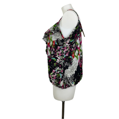 City Chic Ruffle Front Adjustable Spaghetti Strap Lined Top Size 18