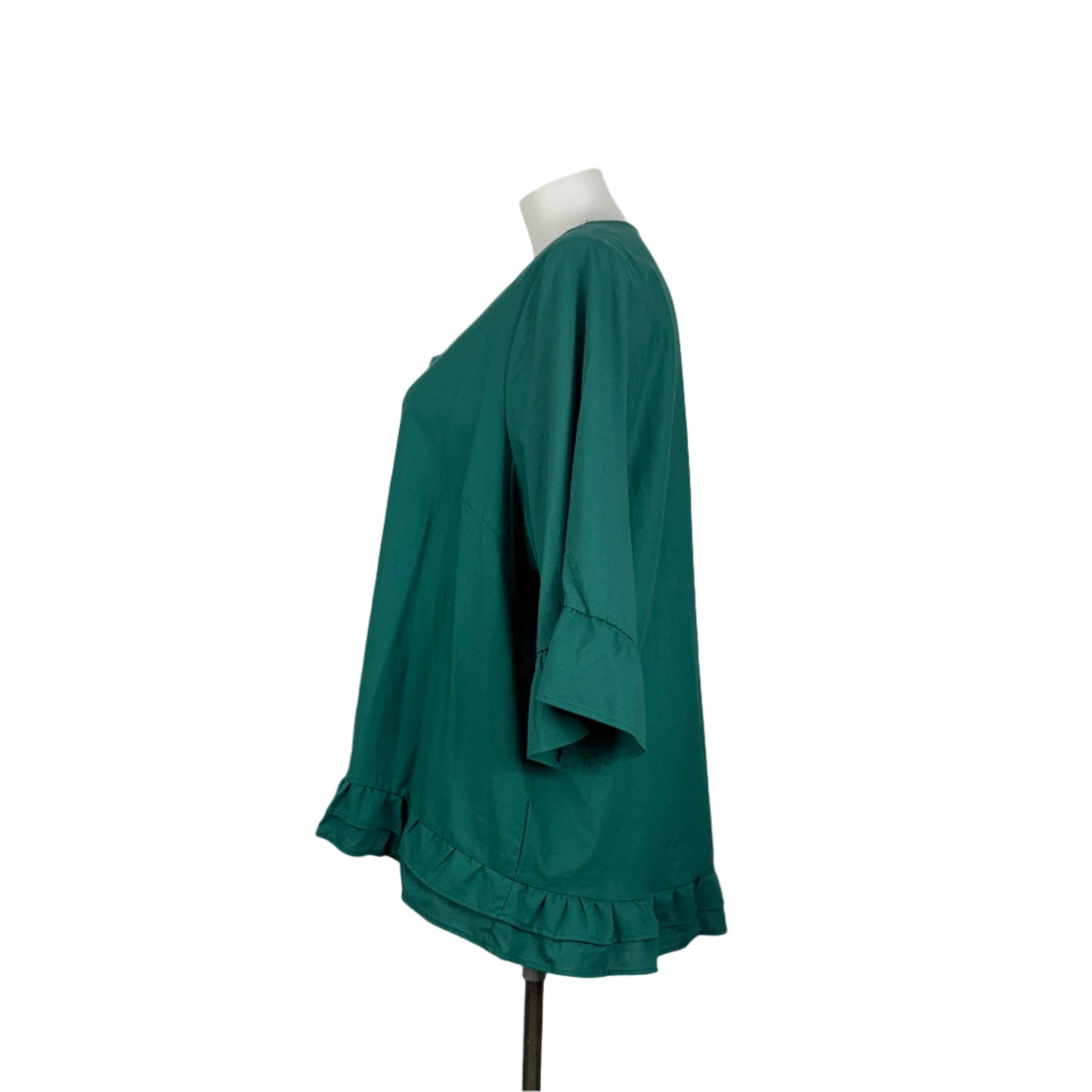 Beme Green Linen Blend Top with Ruffle Details Size 24