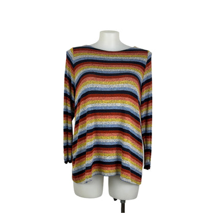 Virtuelle Bamboo Blend Striped Long Sleeve Stretch Sweater Size 16