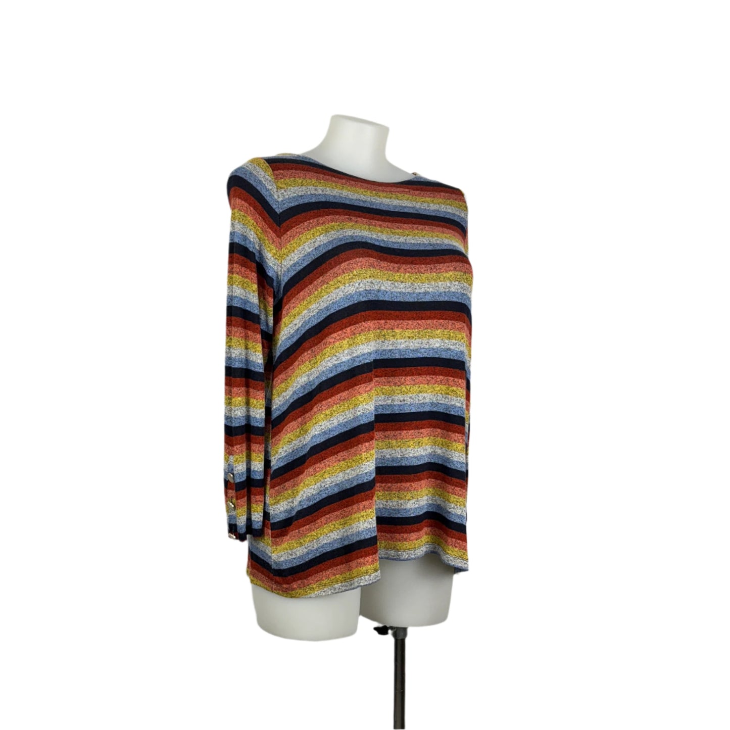 Virtuelle Bamboo Blend Striped Long Sleeve Stretch Sweater Size 16