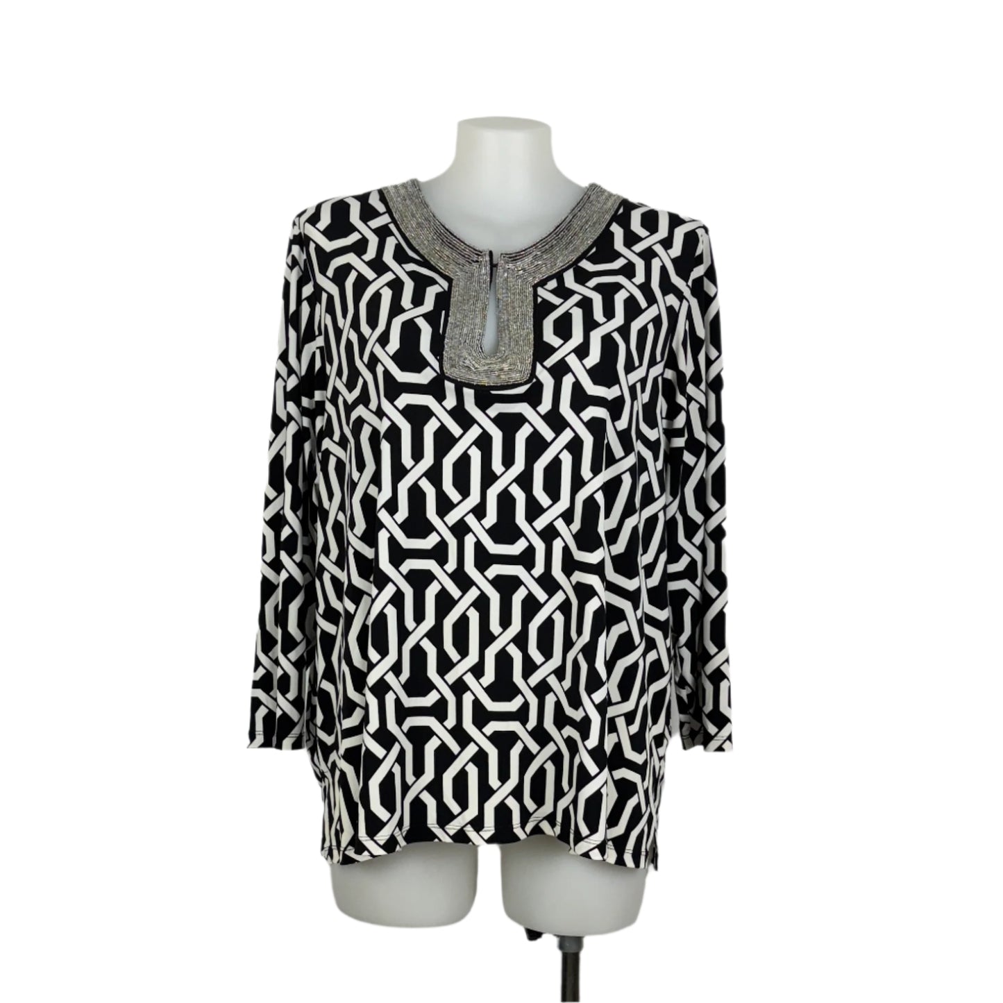 My Size Chain-link Print Top with Beaded Neckline Size 20