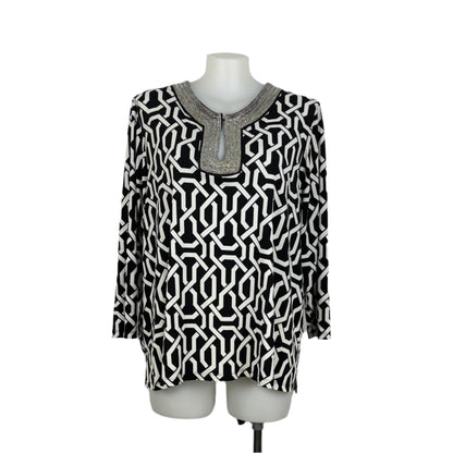 My Size Chain-link Print Top with Beaded Neckline Size 20