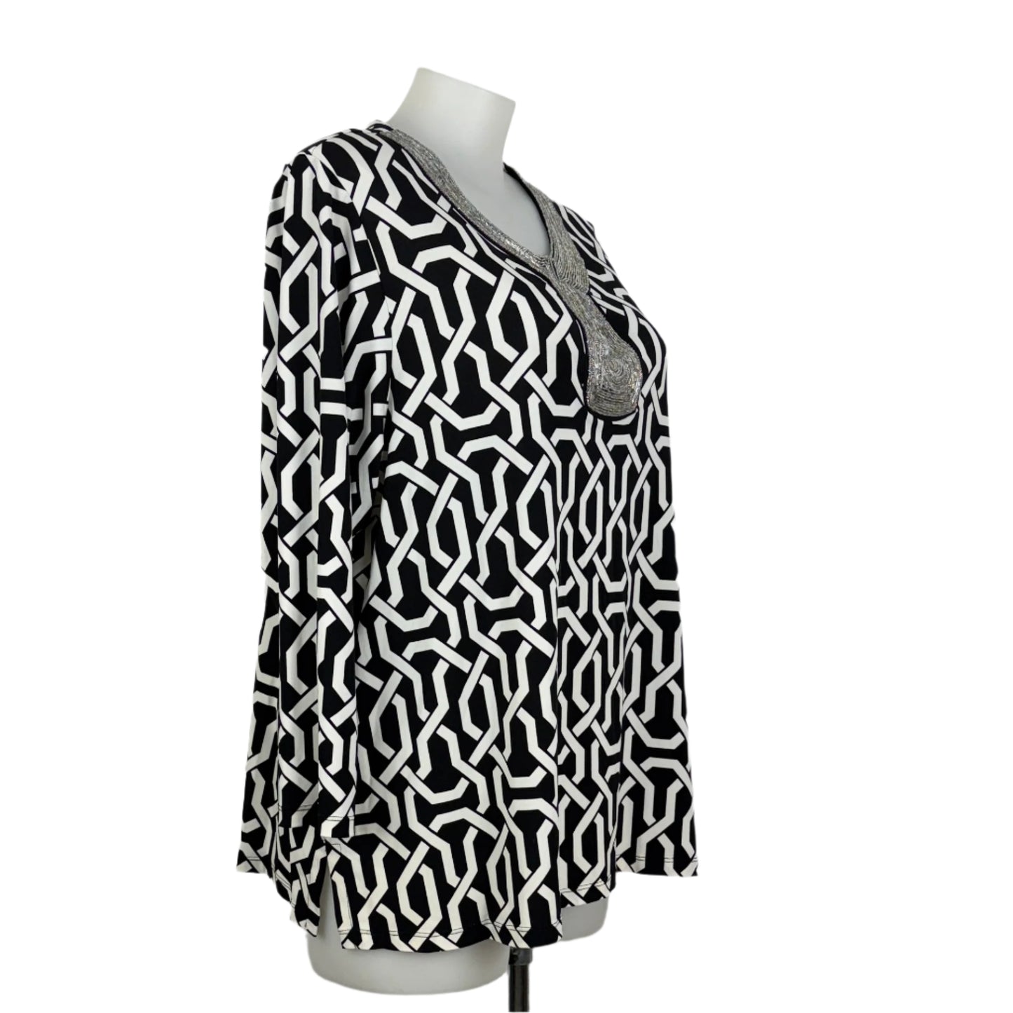 My Size Chain-link Print Top with Beaded Neckline Size 20