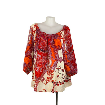 Autograph Orange Paisley Print Off-Shoulder Top Size 28 Brand New