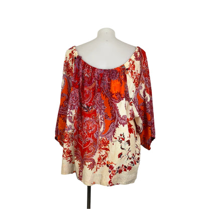 Autograph Orange Paisley Print Off-Shoulder Top Size 28 Brand New