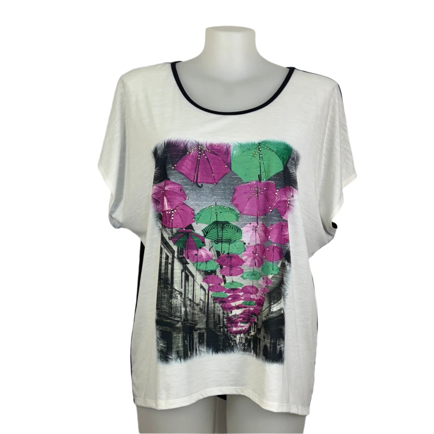 Style & Co Embellished Umbrella Print Hi-Lo Top Size 18