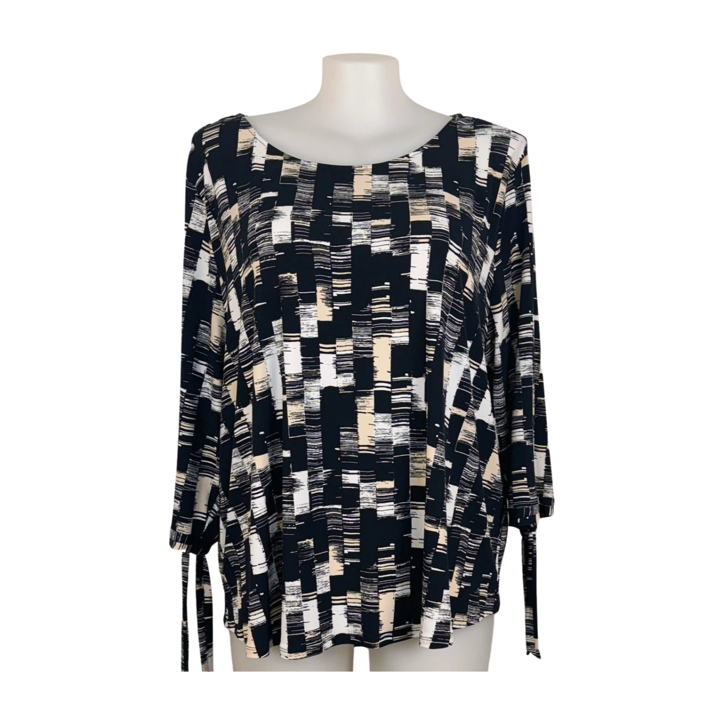 Basque Woman Grid Print Top with Split Sleeves Size 22