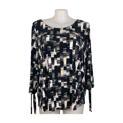 Basque Woman Grid Print Top with Split Sleeves Size 22