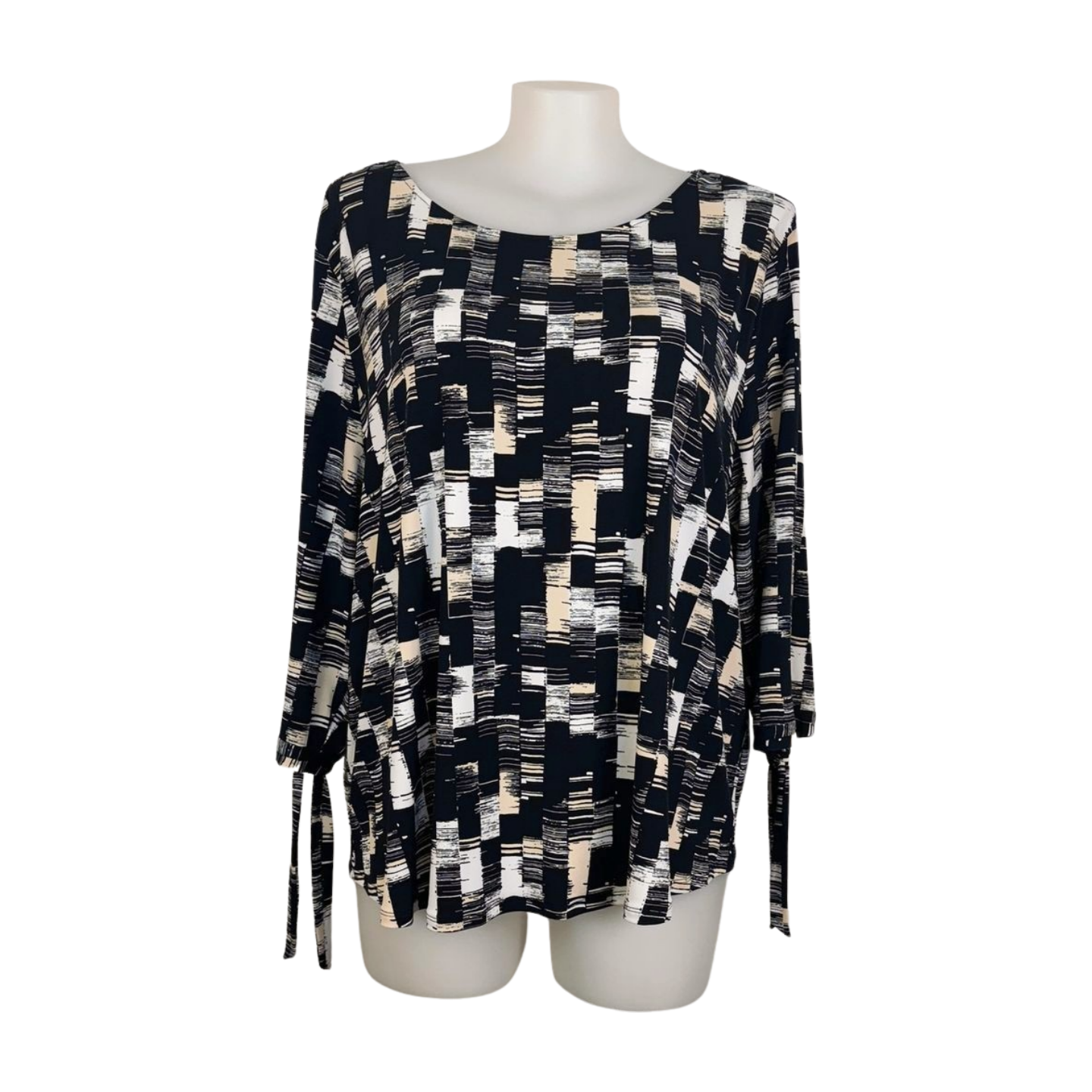 Basque Woman Grid Print Top with Split Sleeves Size 22