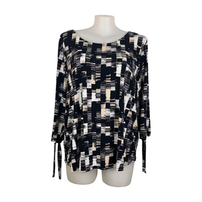 Basque Woman Grid Print Top with Split Sleeves Size 22