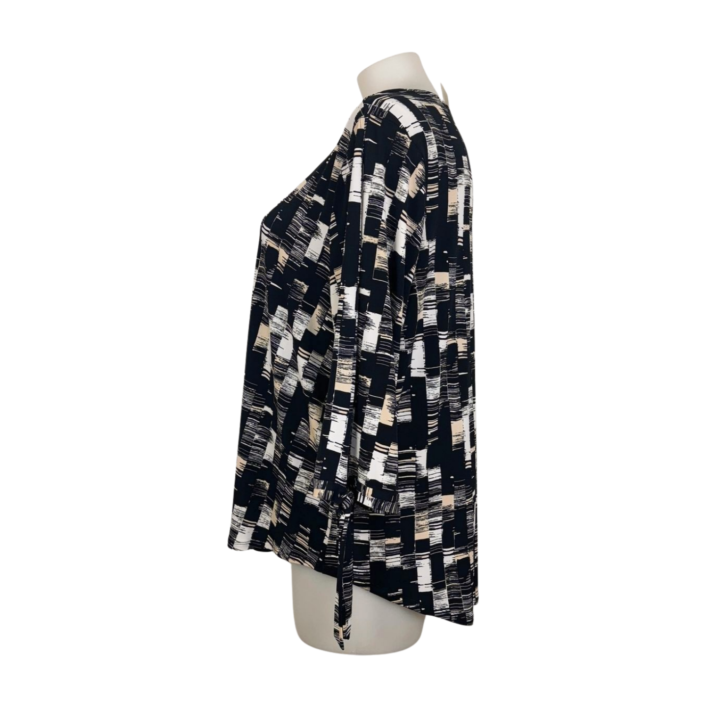 Basque Woman Grid Print Top with Split Sleeves Size 22