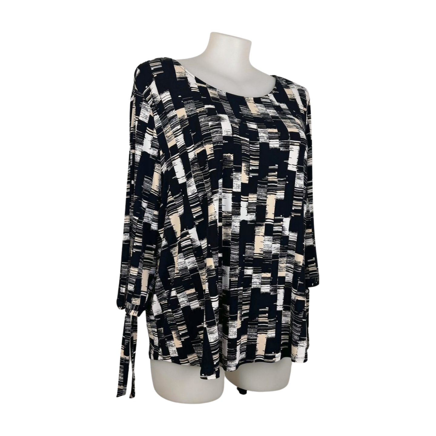 Basque Woman Grid Print Top with Split Sleeves Size 22