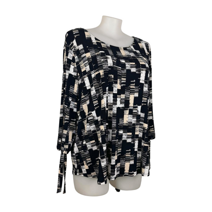 Basque Woman Grid Print Top with Split Sleeves Size 22