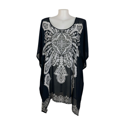 Autograph Monochrome Print Sheer Kaftan Size 22