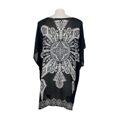 Autograph Monochrome Print Sheer Kaftan Size 22