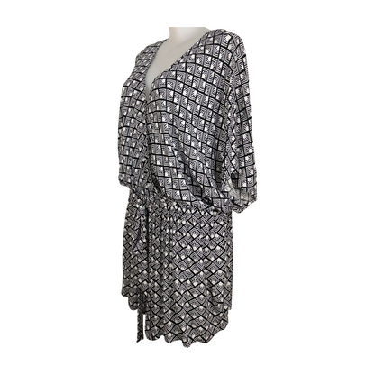 City Chic Mono Print X-Over Dress Size 22
