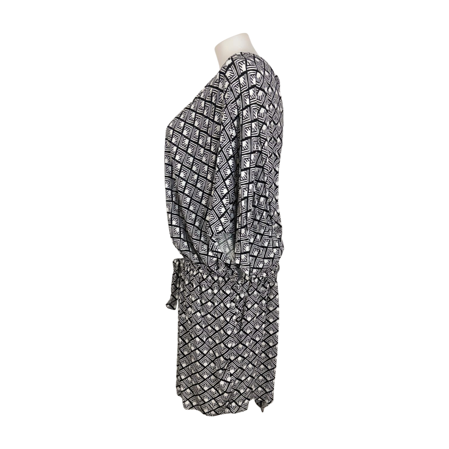 City Chic Mono Print X-Over Dress Size 22