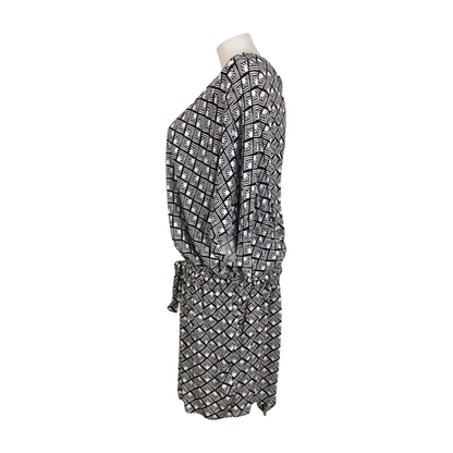 City Chic Mono Print X-Over Dress Size 22