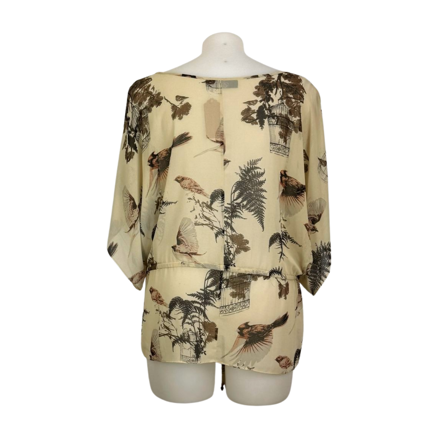 Estelle Sheer Birdie Natural Print Kaftan Size 18