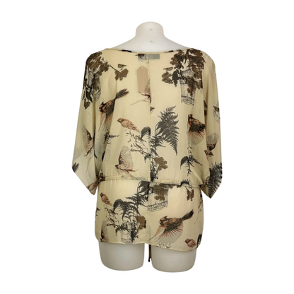 Estelle Sheer Birdie Natural Print Kaftan Size 18