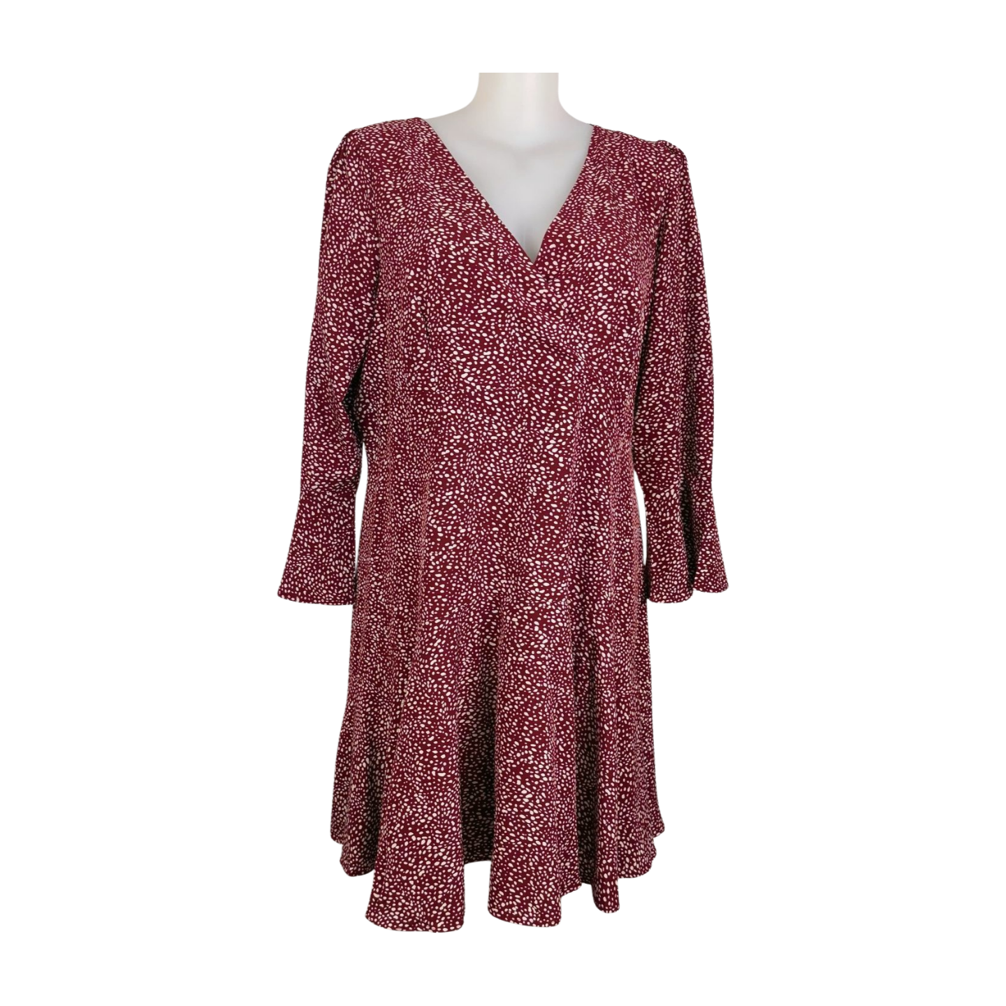 You+All Wine & White Blotch Print Dress Size 22