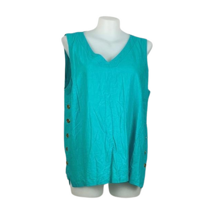 Beme Teal Linen Blend Tank Size 22 Brand New