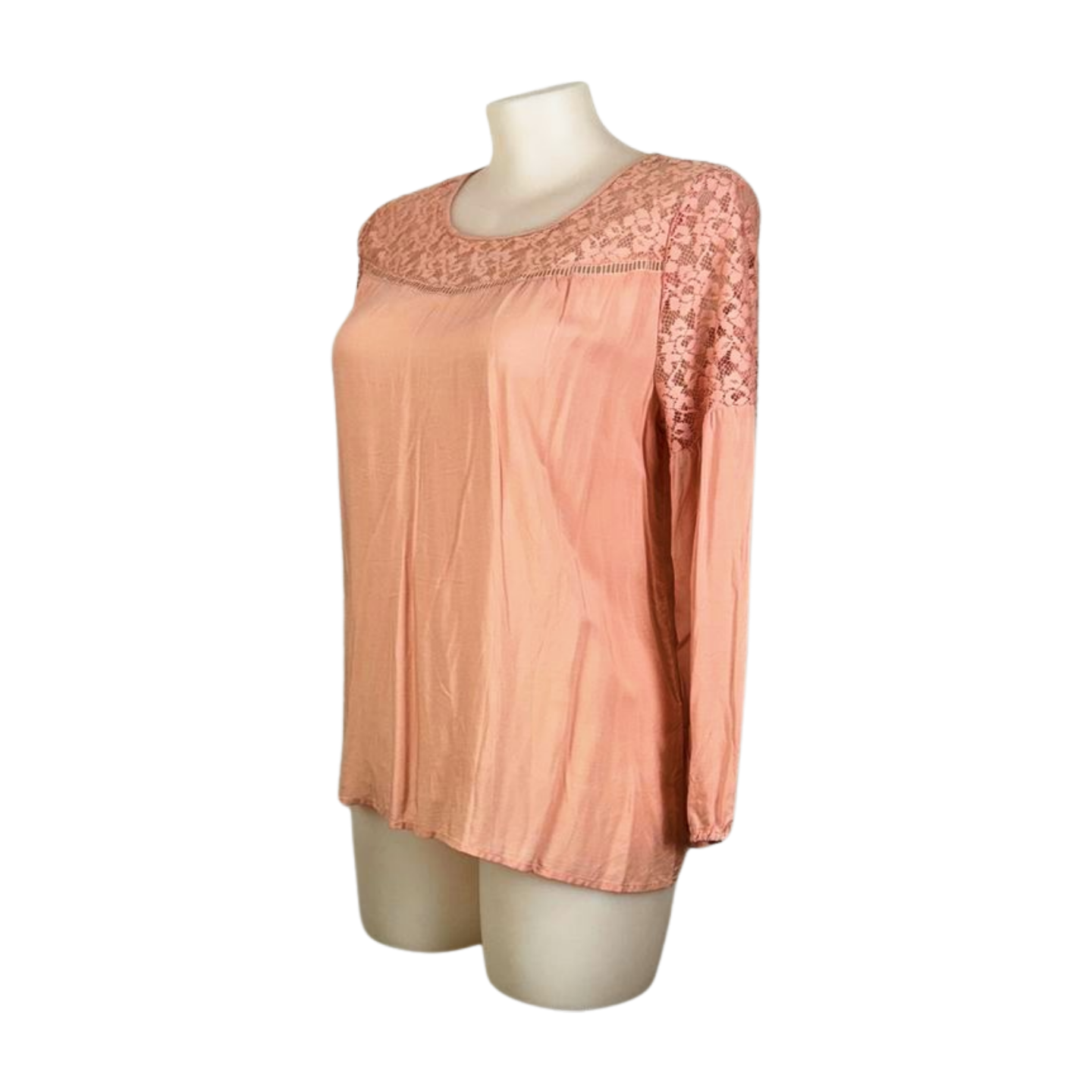 Rockmans Long Sleeve Lace Stretch Top in Soft Pink size 18 Brand New