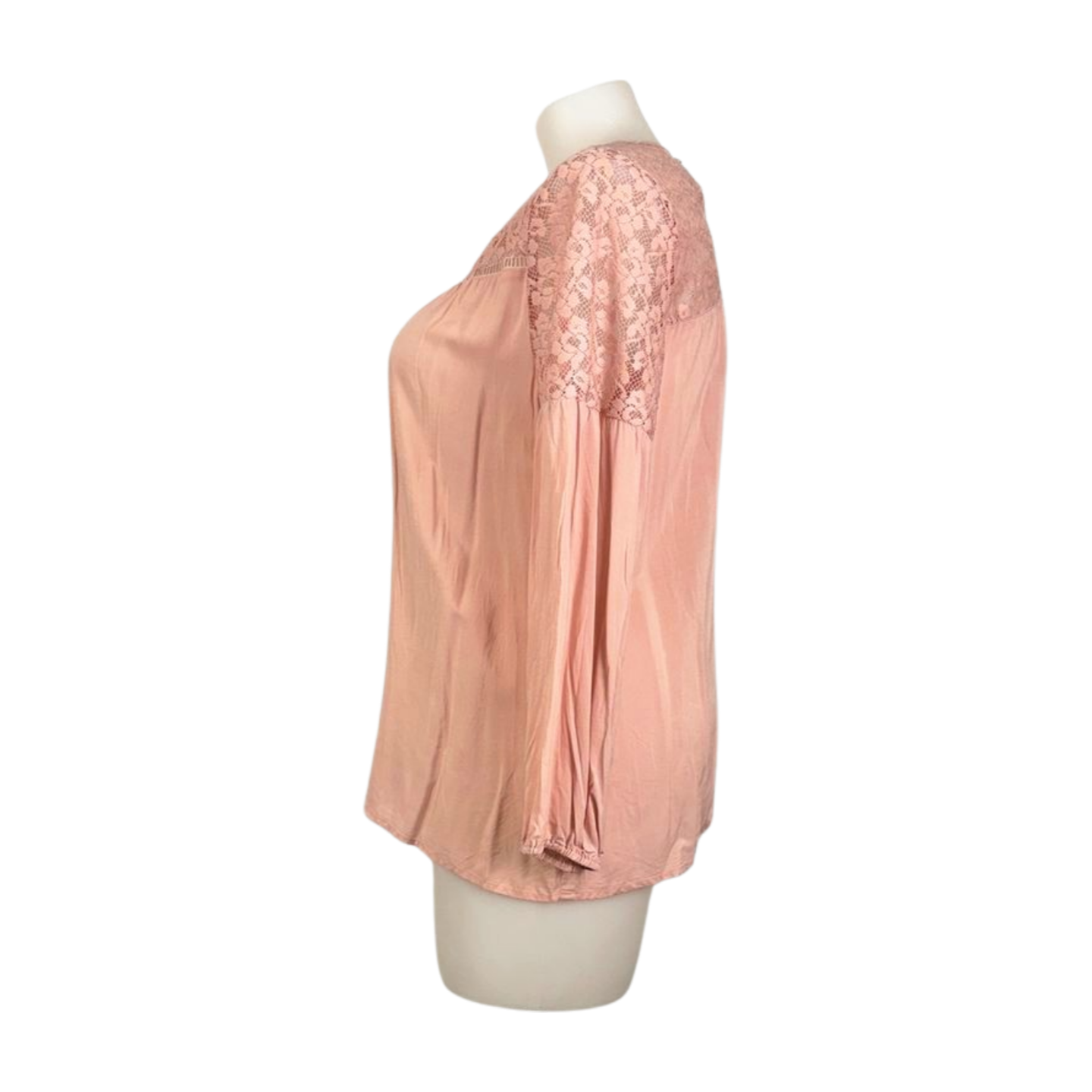 Rockmans Long Sleeve Lace Stretch Top in Soft Pink size 18 Brand New