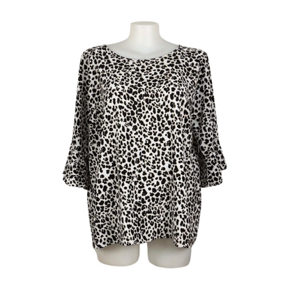 Khoko Plus Crushed Animal Print Top Size 22
