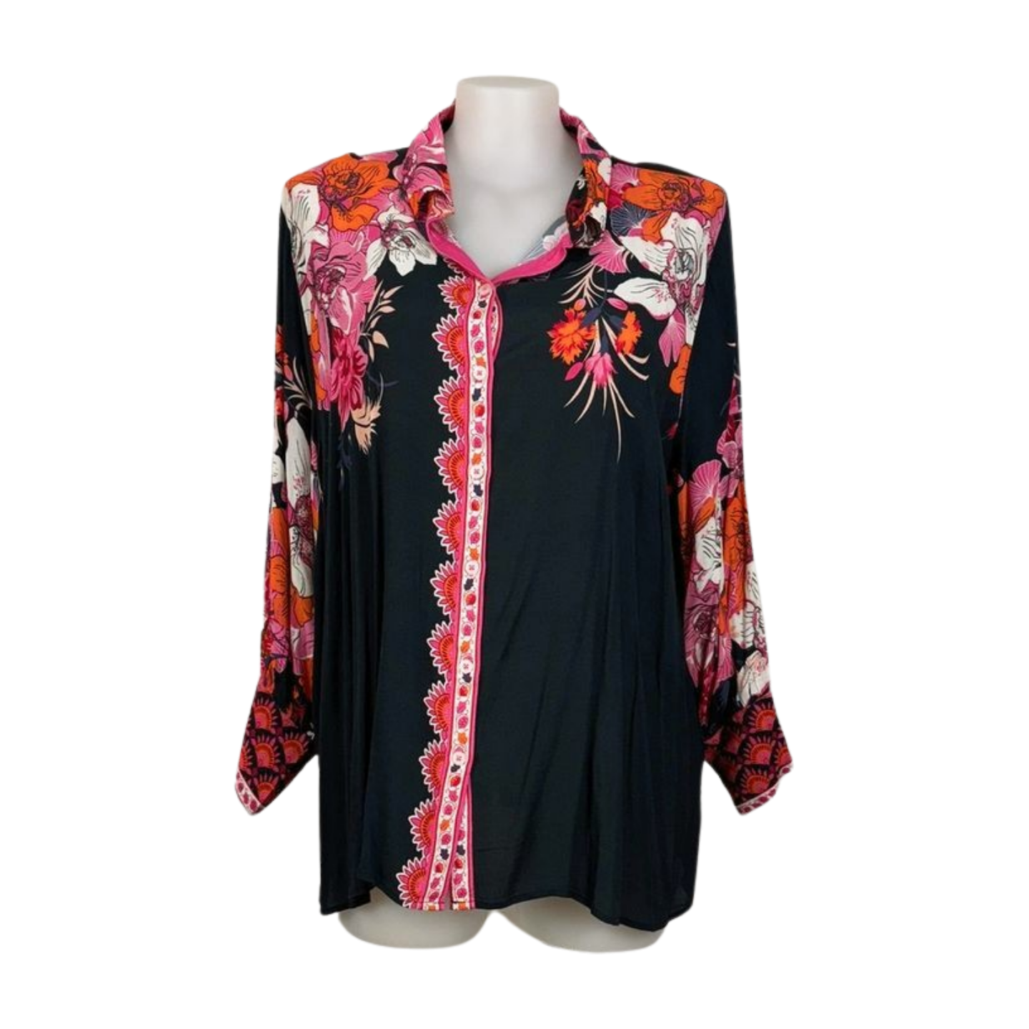Taking Shape Button-Through Floral/Paisley Top Size 22 Brand New