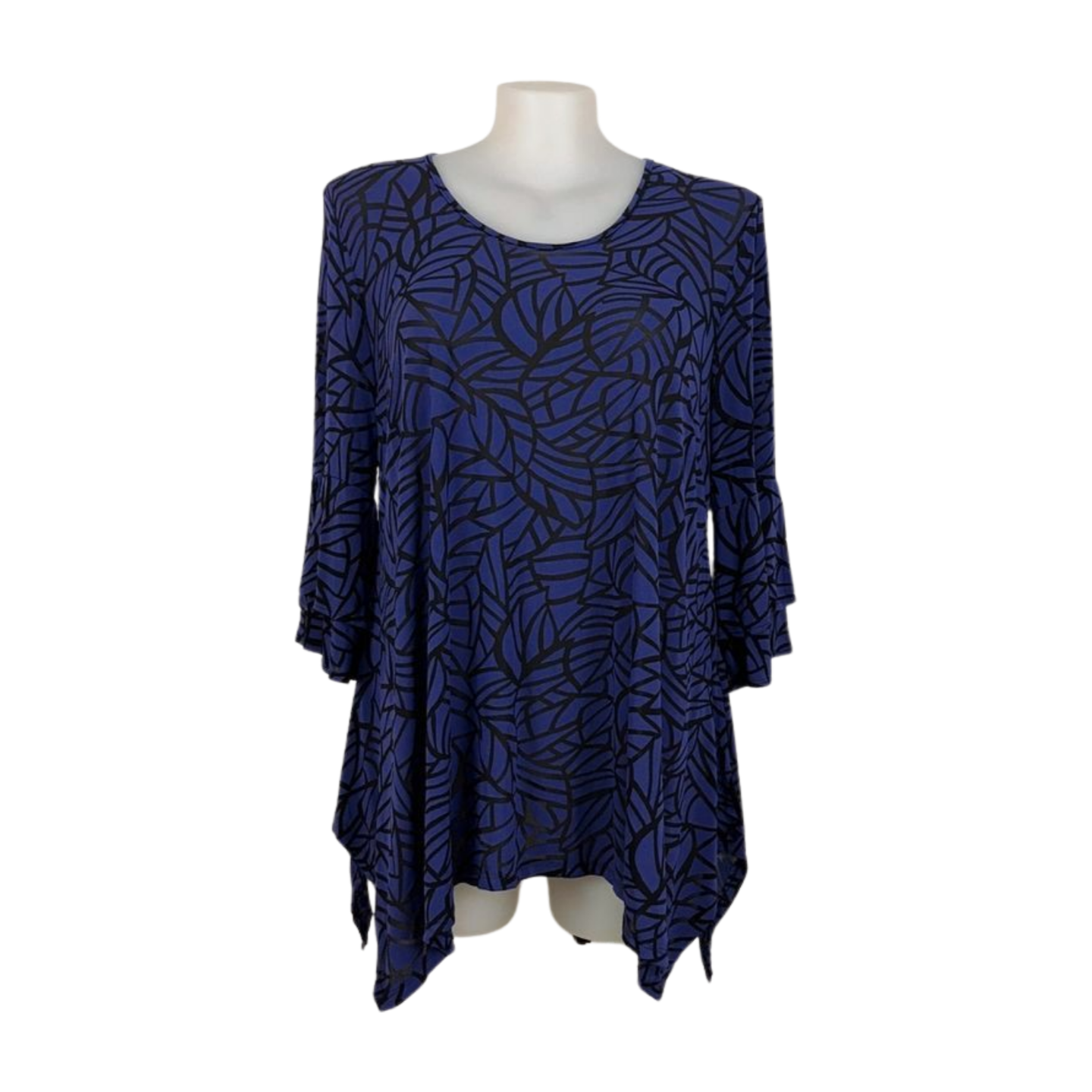 Taking Shape Purple/Black Print Bell Sleeve Tunic Size 20