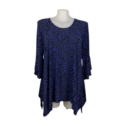 Taking Shape Purple/Black Print Bell Sleeve Tunic Size 20