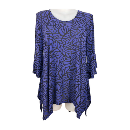 Taking Shape Purple/Black Print Bell Sleeve Tunic Size 20